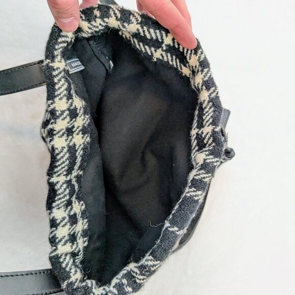 Burberry Check Wool Leather Trim Drawstring Backpack Purse City Bag main image 12